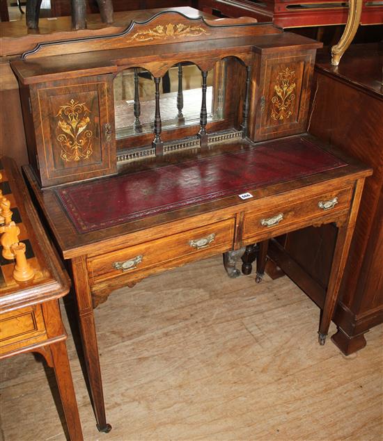 An Edwardian marquetry and rosewood bonheur du jour, W.3ft